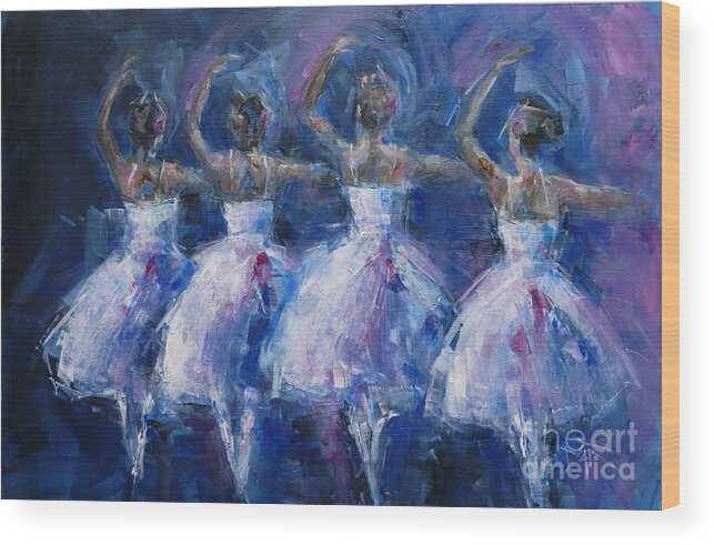 Ballet Wood Print featuring the painting Dancing with Degas by Dan Campbell