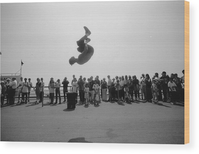 Battery Park Wood Print featuring the photograph Danny Salas Does A Backflip During by New York Daily News Archive