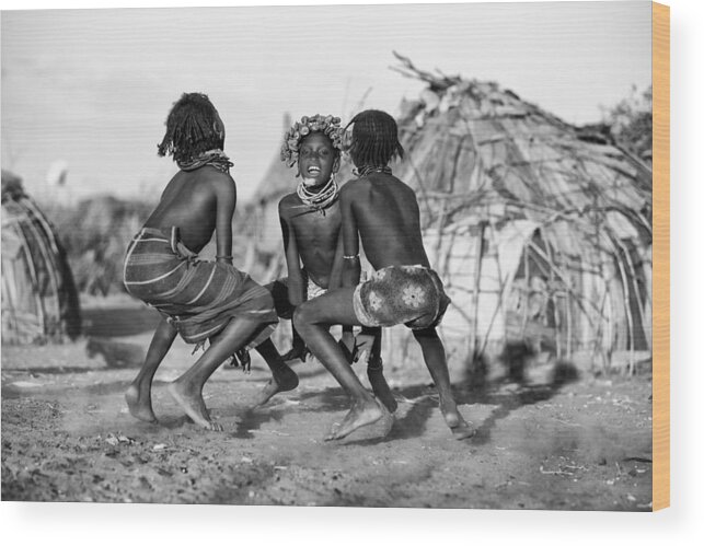 Africa Wood Print featuring the photograph Dassanech Dance by Goran Jovic