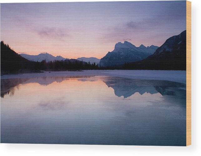 Dawn Wood Print featuring the photograph Dawn At Vermilion Lake, Banff National by Tongshan