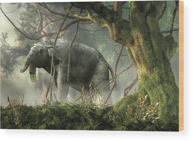 Hoe Tusker Wood Print featuring the digital art Deinotherium by Daniel Eskridge
