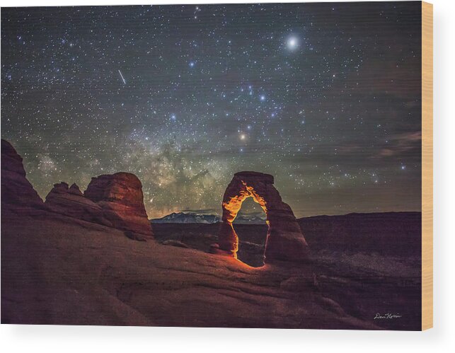 Arches National Park Wood Print featuring the photograph Delicate Arch and the Milky Way by Dan Norris
