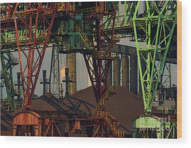 Summer Discovery Cruise Wood Print featuring the photograph Detroit Steel Mill Structures UN10186 by Mark Graf