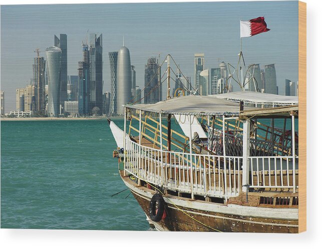 Arabia Wood Print featuring the photograph Dhows In The Harbor Of Doha, Qatar On by Ajansen