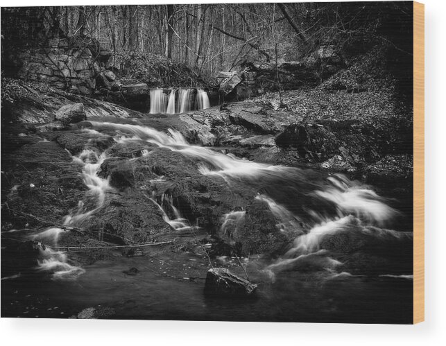 Water Wood Print featuring the photograph Diagonal Falls by Alan Raasch