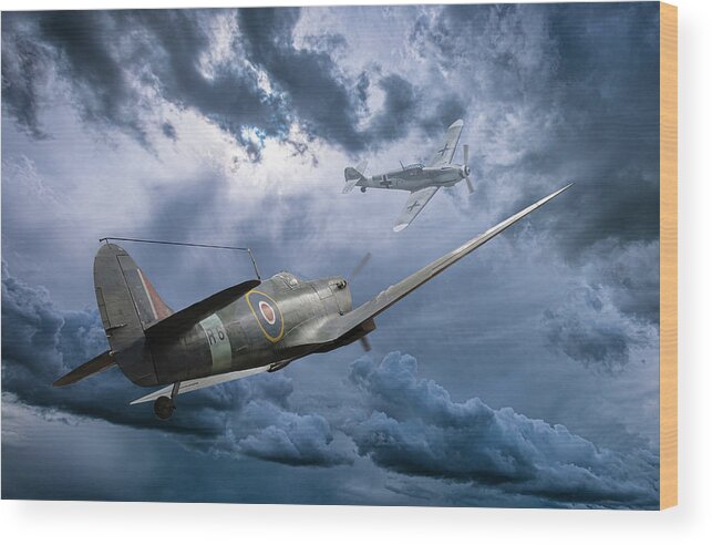 2019-09-30. Spitfire Wood Print featuring the photograph Dogfight Over Dover by Phil And Karen Rispin