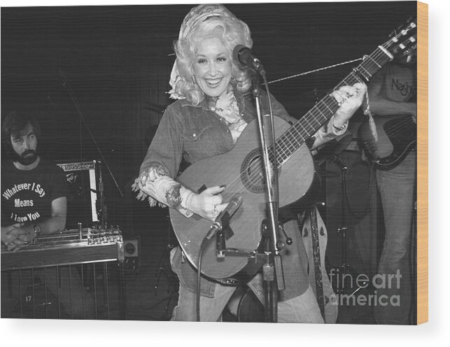 West Village Wood Print featuring the photograph Dolly Parton Rehearsing For Performance by Bettmann