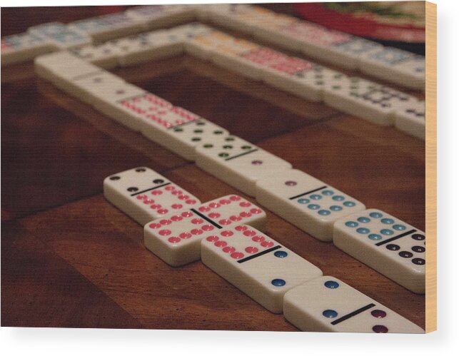 Domino Wood Print featuring the photograph Domino Fun by Laura Smith