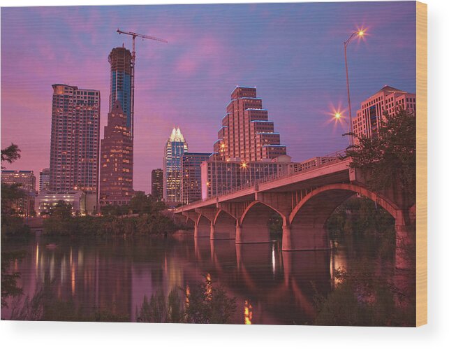 Downtown District Wood Print featuring the photograph Downtown In The City Of Austin by Narawon