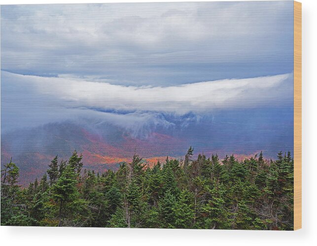 Adirondacks Wood Print featuring the photograph Dramatic Clouds From Alonguin Peak Autumn Mountains by Toby McGuire