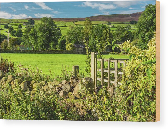 Reeth Wood Print featuring the photograph Drystone wall, Reeth, Yorkshire Dales by David Ross