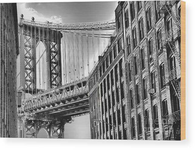 Manhattan Bridge Wood Print featuring the photograph DUMBO No.3 - A Brooklyn Impression by Steve Ember