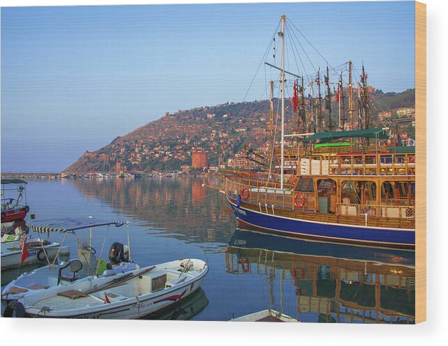 Turkish Riviera Wood Print featuring the photograph Early morning at the harbor of Alanya by Sun Travels