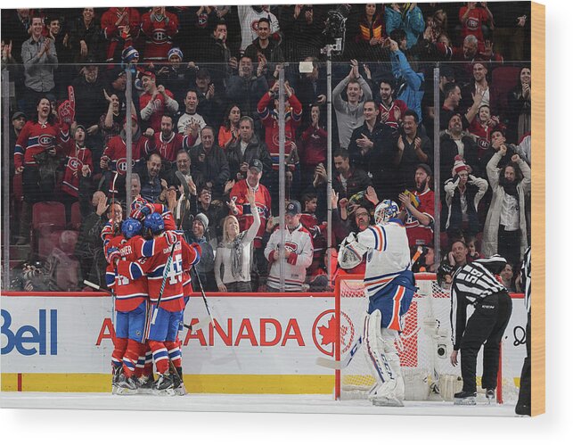 People Wood Print featuring the photograph Edmonton Oilers V Montreal Canadiens by Minas Panagiotakis