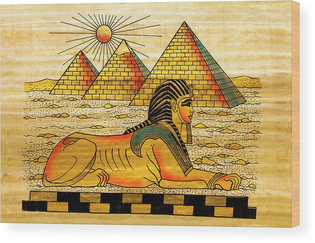 Ancient History Wood Print featuring the digital art Egyptian Souvenir Papyrus by Ewg3d