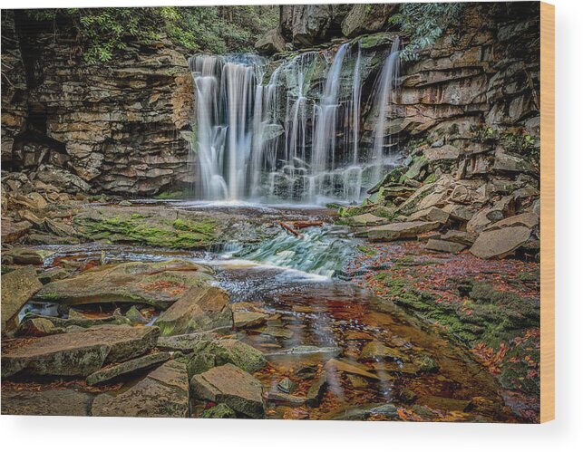 Landscapes Wood Print featuring the photograph Elakala Falls 1020 by Donald Brown