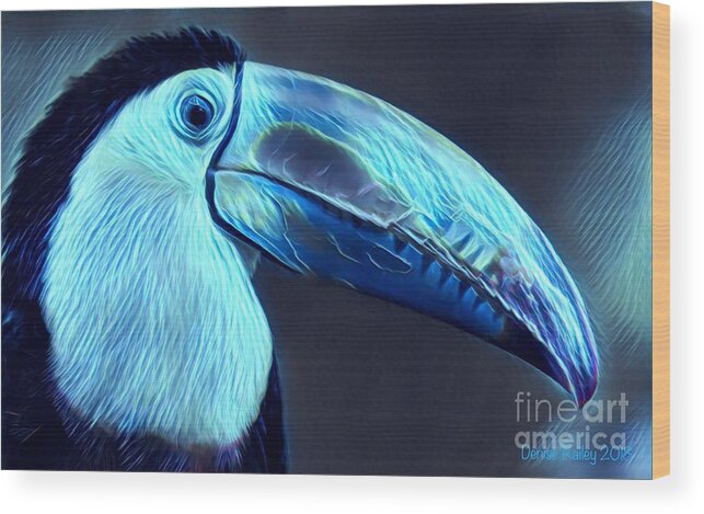 Toucan Wood Print featuring the digital art Electric Toucan by Denise Railey