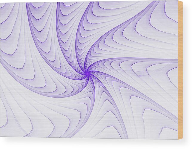 Spiral Wood Print featuring the digital art Elegant Fractal Spiral purple and white by Matthias Hauser