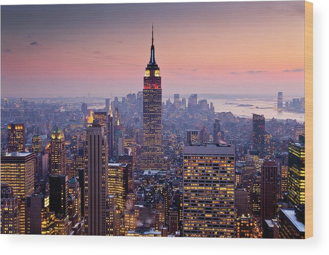 Architectural Feature Wood Print featuring the photograph Empire State Building From Rockefeller by Richard I'anson