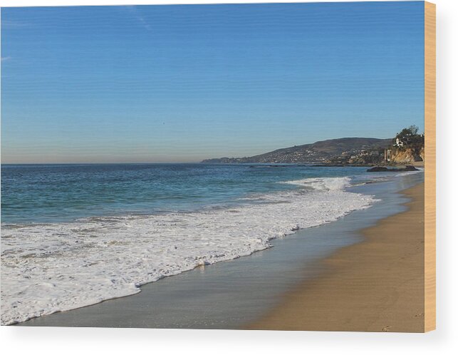 Water's Edge Wood Print featuring the photograph Empty Beach by Behindthelens