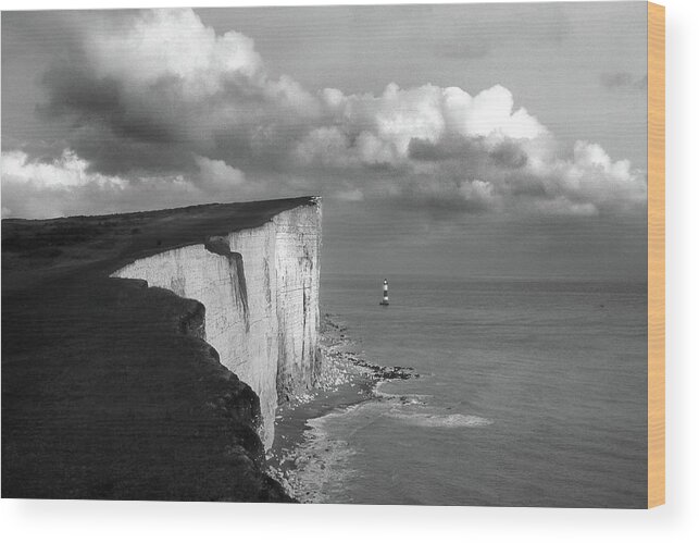 English Channel Wood Print featuring the photograph English Channel Lighthouse by Jerry Griffin