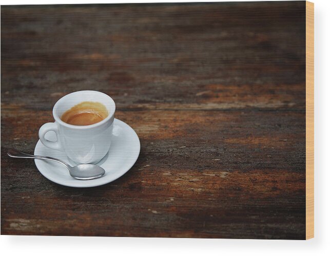 Veneto Wood Print featuring the photograph Espresso Coffee On A Rustic Cafe Table by Andrew Bret Wallis