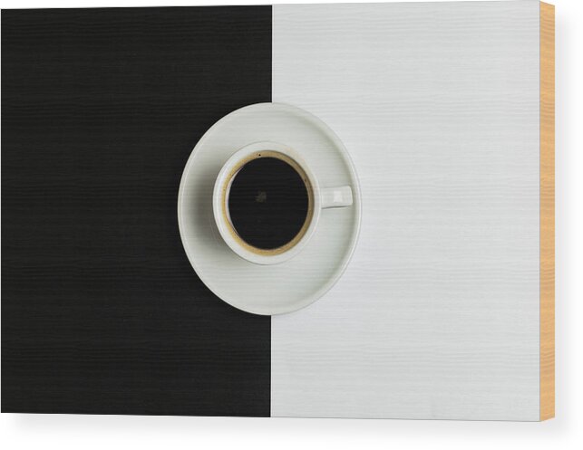 Coffee Wood Print featuring the photograph Espresso coffee on a white pot by Michalakis Ppalis