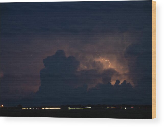Nebraskasc Wood Print featuring the photograph Evening Supercell and Lightning 038 by Dale Kaminski