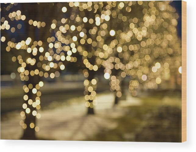 Holiday Wood Print featuring the photograph Extreme Blur Christmas Lights by Njgphoto