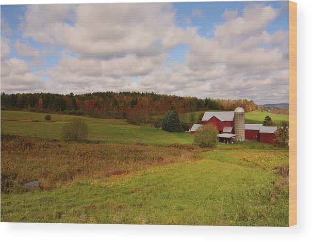 Farms Wood Print featuring the photograph Farmland in Autumn by Angie Tirado