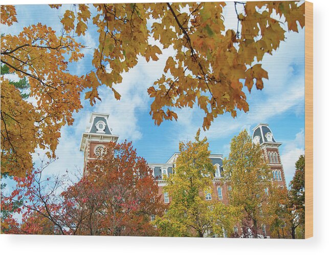 America Wood Print featuring the photograph Fayetteville Arkansas Old Main Building in Fall by Gregory Ballos