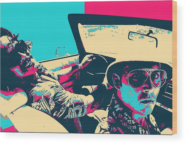 ‘cinema Treasures’ Collection By Serge Averbukh Wood Print featuring the digital art Fear and Loathing in Las Vegas Revisited - Raoul Duke and Dr. Gonzo by Serge Averbukh