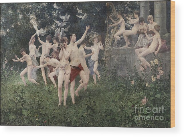 Oil Painting Wood Print featuring the drawing Festival Of Spring Allegoric Scene by Heritage Images