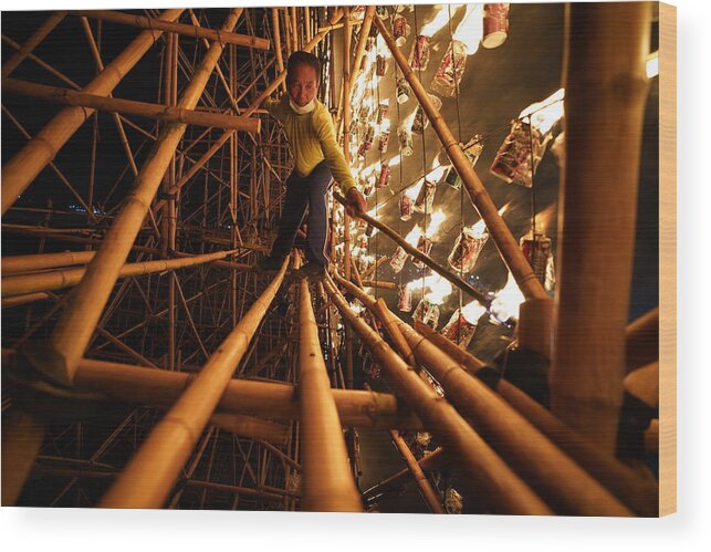 Festival Wood Print featuring the photograph Fire Boat Festival ,thailand by Sarawut Intarob