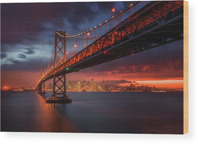 Bay Wood Print featuring the photograph Fire Over San Francisco by Toby Harriman