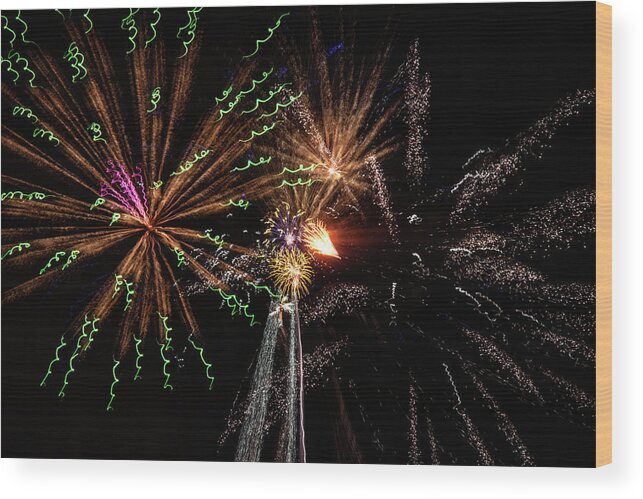 4th Of July Wood Print featuring the photograph Fireworks 2019 Six by Marnie Patchett
