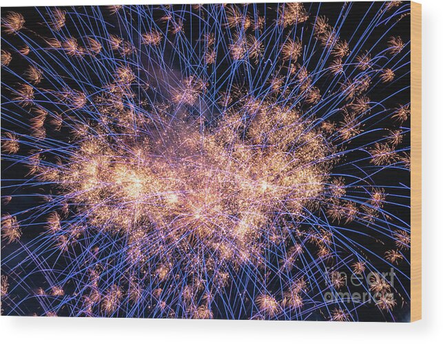 Fireworks Wood Print featuring the photograph Fireworks 3 by Gina Matarazzo