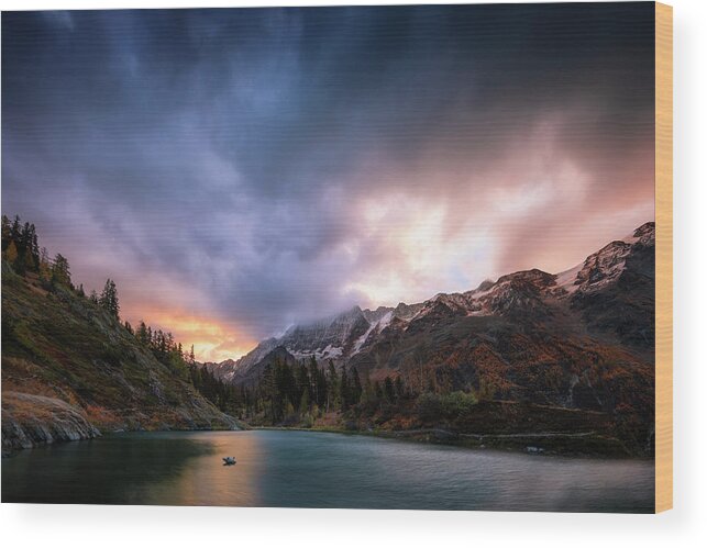 Sunrise Wood Print featuring the photograph First alpine glow by Dominique Dubied