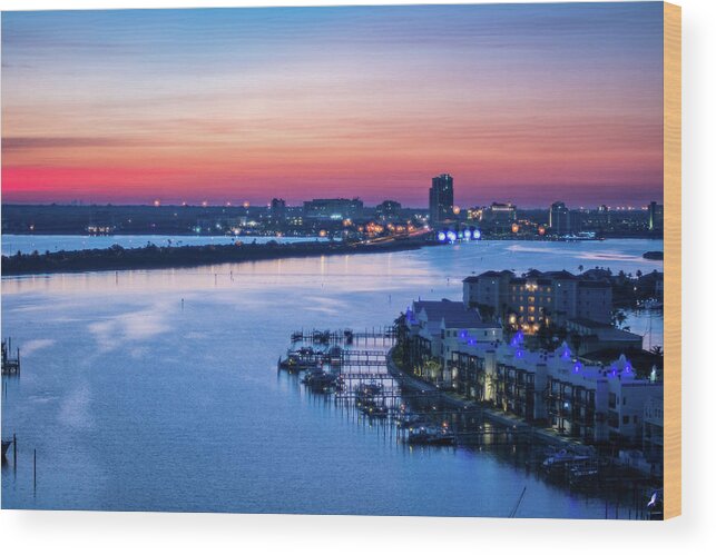 Florida Wood Print featuring the photograph Firstlight Over Clearwater by Jeff Phillippi