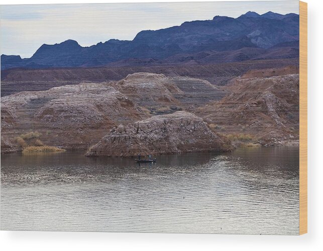 Lake Mead Wood Print featuring the photograph Fishermen by Maria Jansson