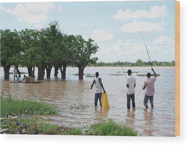 Scenics Wood Print featuring the photograph Fishing, Ouagadougou, Burkina by Uygar Ozel