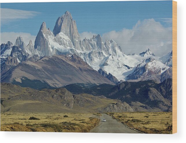 Estock Wood Print featuring the digital art Fitz Roy, Mountain, Patagonia by Heeb Photos