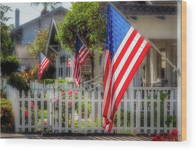 Americana Wood Print featuring the photograph Flags 6 by Bill Chizek