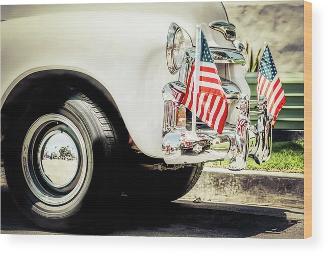 Auto Wood Print featuring the photograph Flags 9 by Bill Chizek