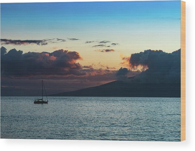 Hawaii Wood Print featuring the photograph Floating at Sunset by G Lamar Yancy