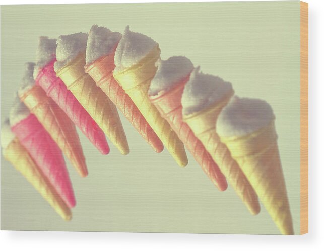 In A Row Wood Print featuring the photograph Floating Ice Cream Cones by Mimo Khair Photography