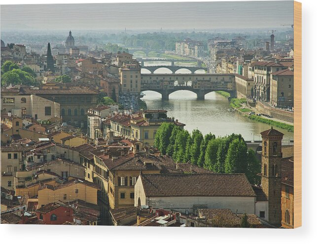 Outdoors Wood Print featuring the photograph Florence. View Of Ponte Vecchio Over by Norberto Cuenca