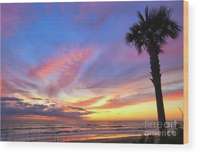 Ormond Beach Wood Print featuring the photograph Florida Sunrise by Kelly Pennington