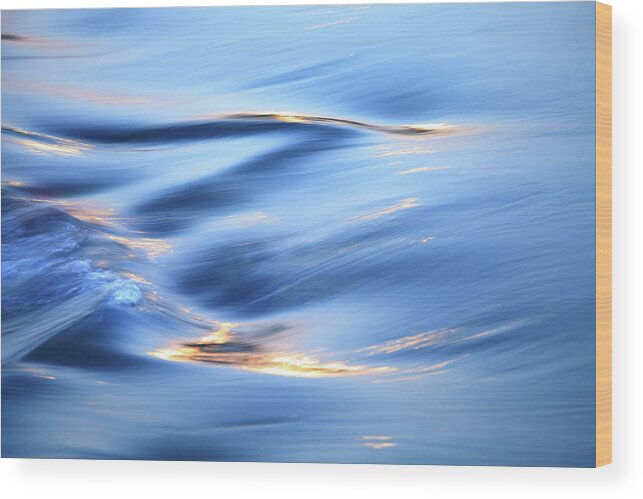 Scenics Wood Print featuring the photograph Flowing Water Background In Blue Color by Bihaibo