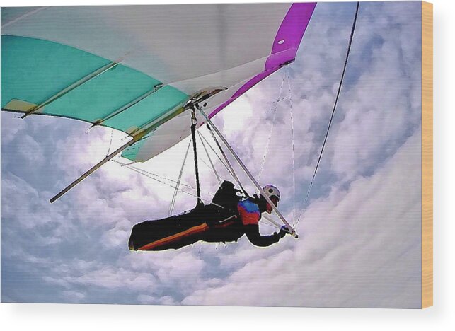 Hang Gliding Wood Print featuring the photograph Flying by Neil Pankler